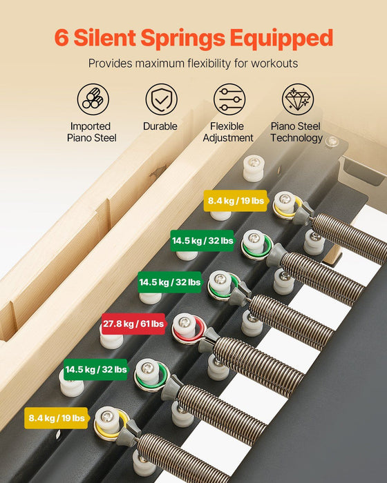 Wooden Pilates Reformer Machine, Dual Resistance Spring & Cord System, Includes Sitting Box, Supports Up to 400 lbs, DOBA-PR400