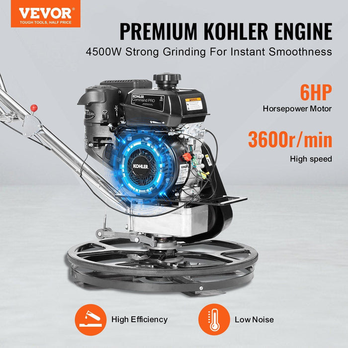 24" Walk-Behind Power Trowel, 6 HP Gas-Powered Cement Finishing Machine with Float Pan Blade, DOBA-PT24