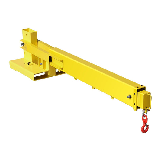6000 lbs Adjustable Forklift Jib Boom Crane, Mobile Forklift Crane with 2 Hooks, Heavy-Duty Lifting Attachment, DOBA-FJ6000