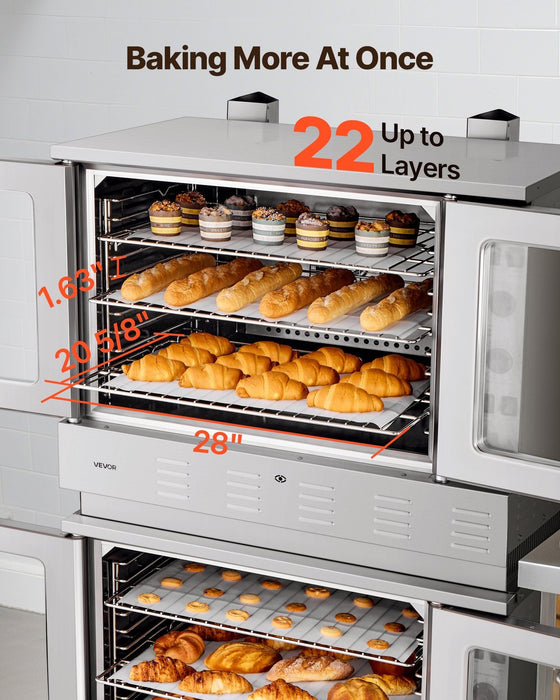 Double Deck Gas Convection Oven, 14 cu.ft Full-Size Capacity, 40,000 BTU x2 Burners, Dual Fan Modes for Bakery & Restaurant Use, DOBA-GO14