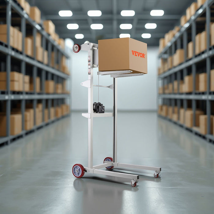 551 lbs Material Lift Winch Stacker, 70" Max Lift Height, Manual Pallet Truck Dolly with Wheels & Adjustable Forks, DOBA-WLT551