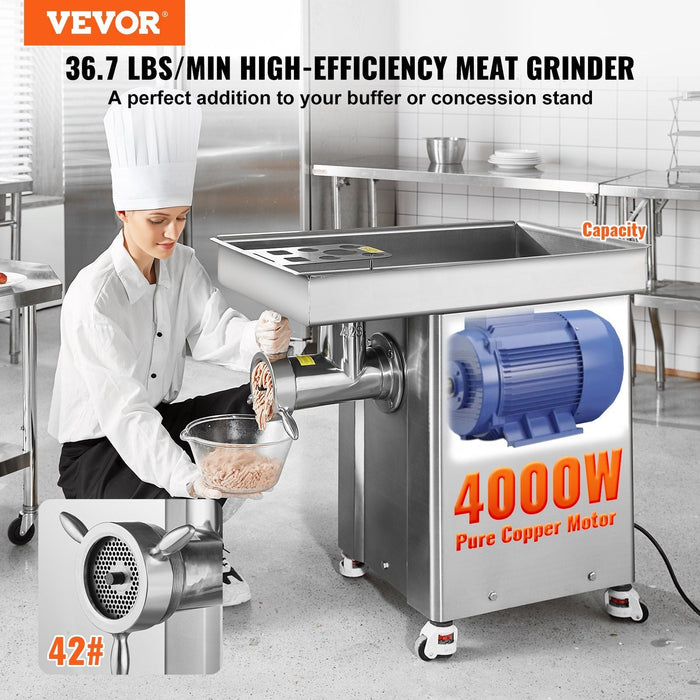 Commercial Electric Meat Grinder, 36.7 lbs/min Grinding Capacity, Industrial Cabinet Design, Heavy-Duty Construction, DOBA-MG36
