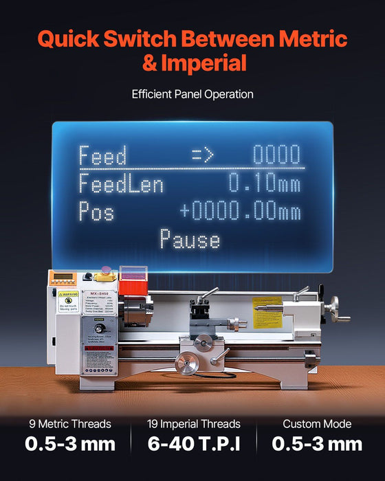 8.7" x 18" Metal Lathe Machine, 1250W Brushless Motor, 0–2500 RPM Variable Speed, Automatic Feed Bench Lathe, DOBA-ML8718