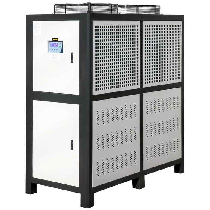 15 Ton Industrial Water Chiller, 15HP Air-Cooled System, Finned Condenser with Micro-Computer Control, Stainless Steel Water Tank, DOBA-WC15