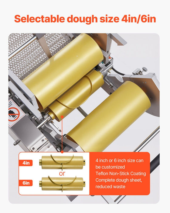 Electric Tortilla Maker, Automatic Corn Tortilla Machine, Dual Size 4" & 6" Cooking Plates, DOBA-TM46