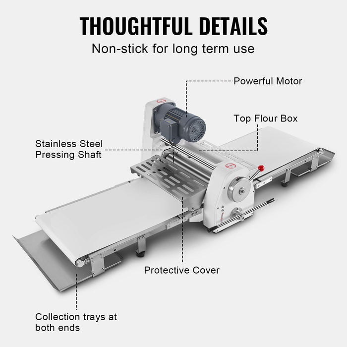 19.7" Commercial Electric Dough Sheeter, Dough Roller Pastry Press Machine for Bakeries & Restaurants, DOBA-DS197