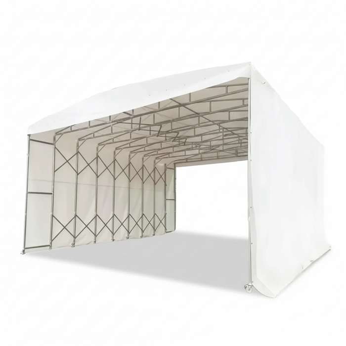 33' x 50' Retractable Mobile Shelter, 13' Clearance Height, 8" Lockable Wheels, 27 oz PVC Cover, TMG-ST3350M TMG Industrial CA