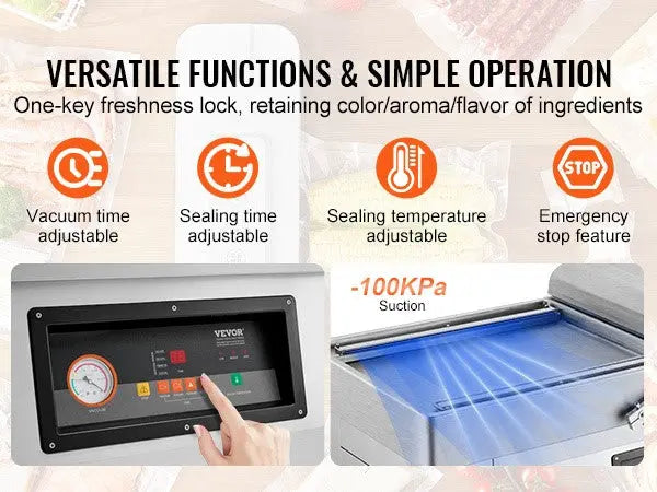 23.62" Sealing Length Chamber Vacuum Sealer, 1200W, Ideal for Wet Foods & Meats, Compact Design for Home & Commercial Use, DOBA-VS23