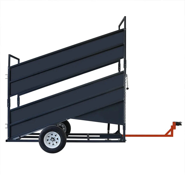 TMG Industrial 12’ Portable Cattle Loading Ramp, 2600-lb Chassis Capacity, 10,000 lb Hitch Capacity, Rib-Checkered Floor, TMG-CSR12