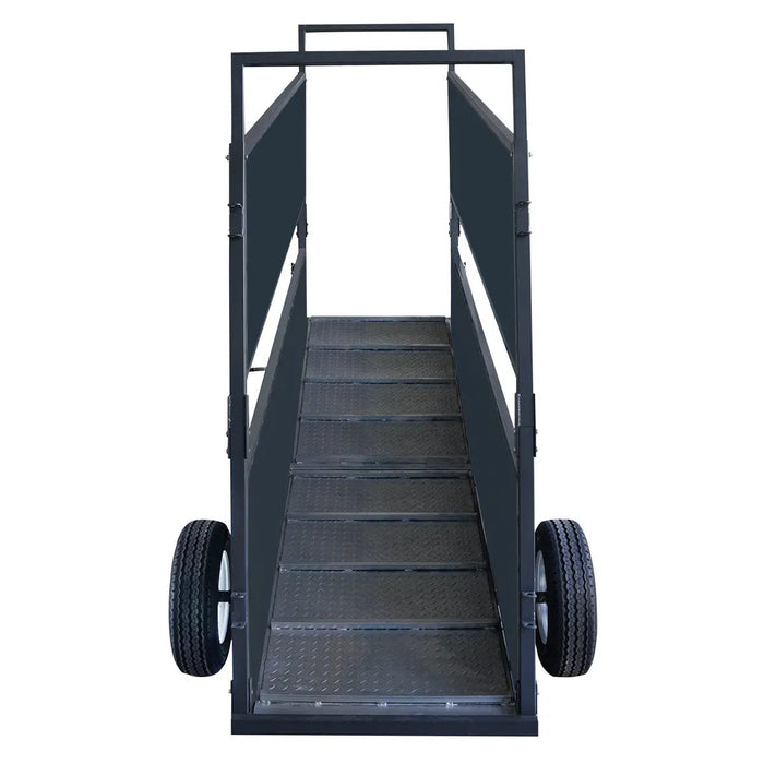 TMG Industrial 12’ Portable Cattle Loading Ramp, 2600-lb Chassis Capacity, 10,000 lb Hitch Capacity, Rib-Checkered Floor, TMG-CSR12