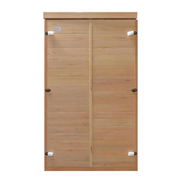 TMG LIVING 1-2 Person Indoor FAR Infrared Sauna Room, Natural Canadian Hemlock, Bluetooth Speakers, Tempered Glass Door, TMG-LSN10